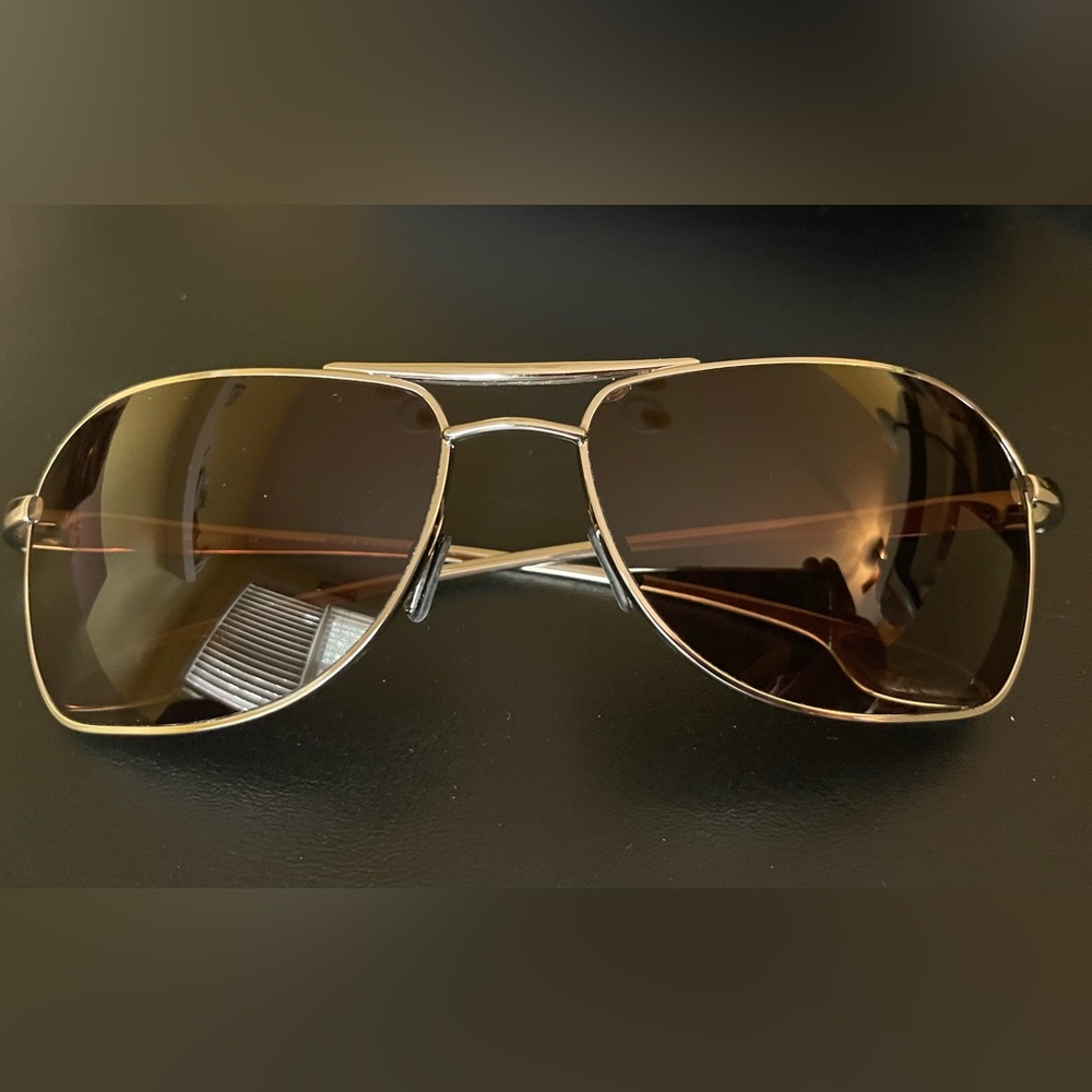 Silver Aviator Sunglasses w/ Amber lense - never worn. Unisex. w/ orig case.